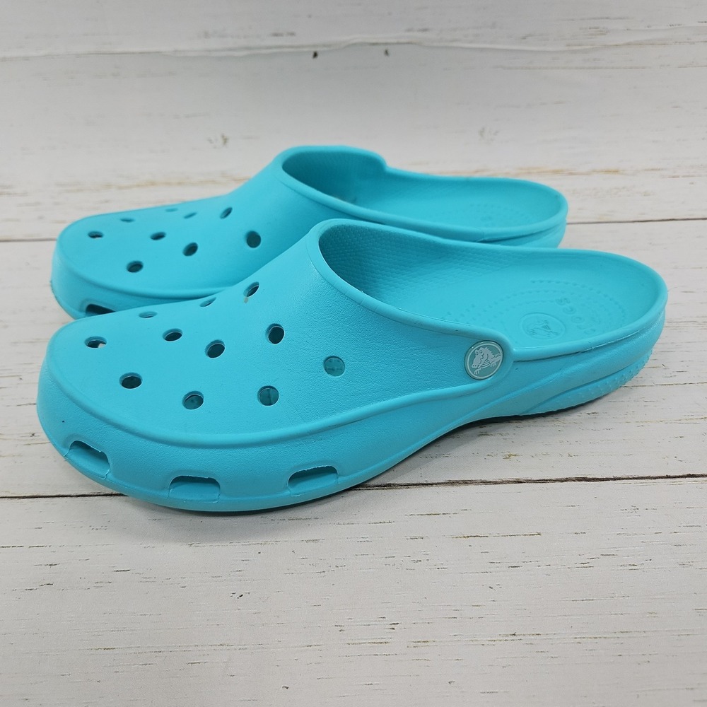 Crocs Freesail Mules Clogs Slip On Womens Size 10 Aqua Teal Blue Green Sandals